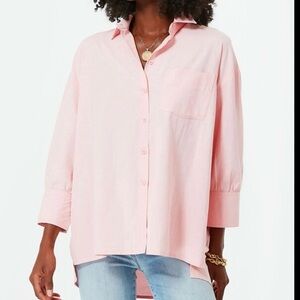 Pomander Place Adair Boyfriend Shirt in Pink Size Large